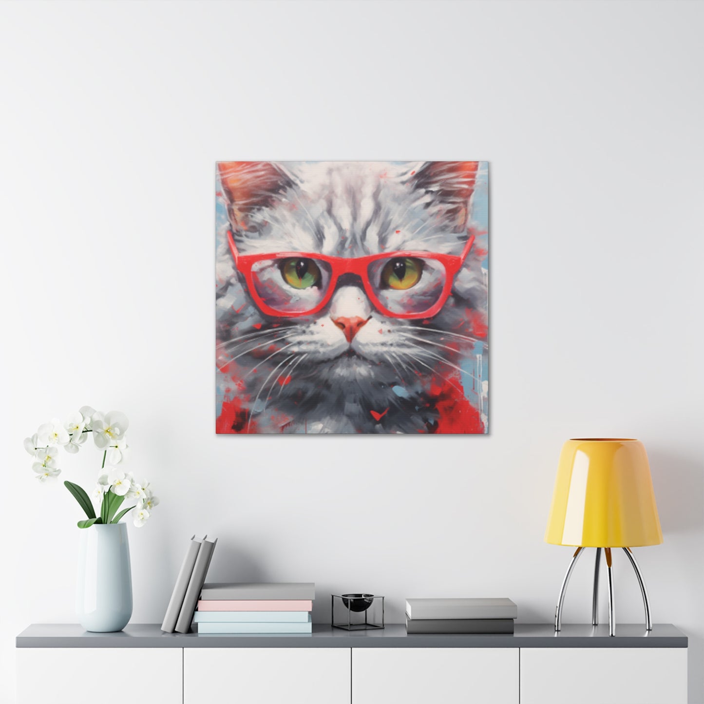 Furball Kitty In Red- Large Wall Art