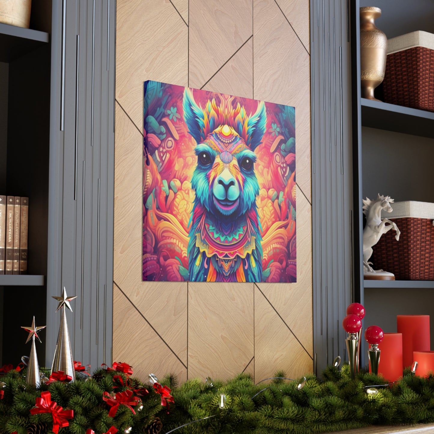 Colorful Llama With Beautiful Eyes- Large Wall Art