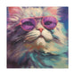 Pastel Furball Cat In Purple Glasses- Large Wall Art