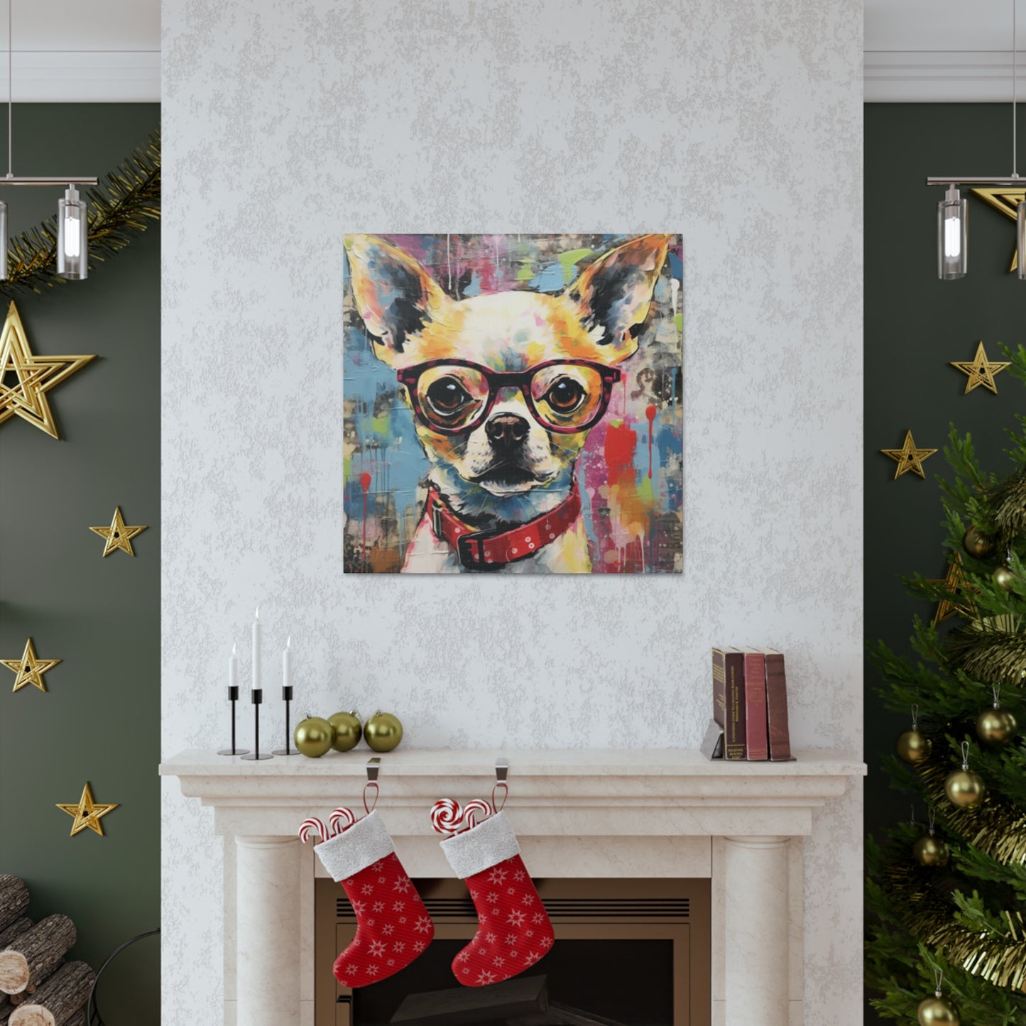 Brown Eye Chihuahua In Glasses - Large Wall Art