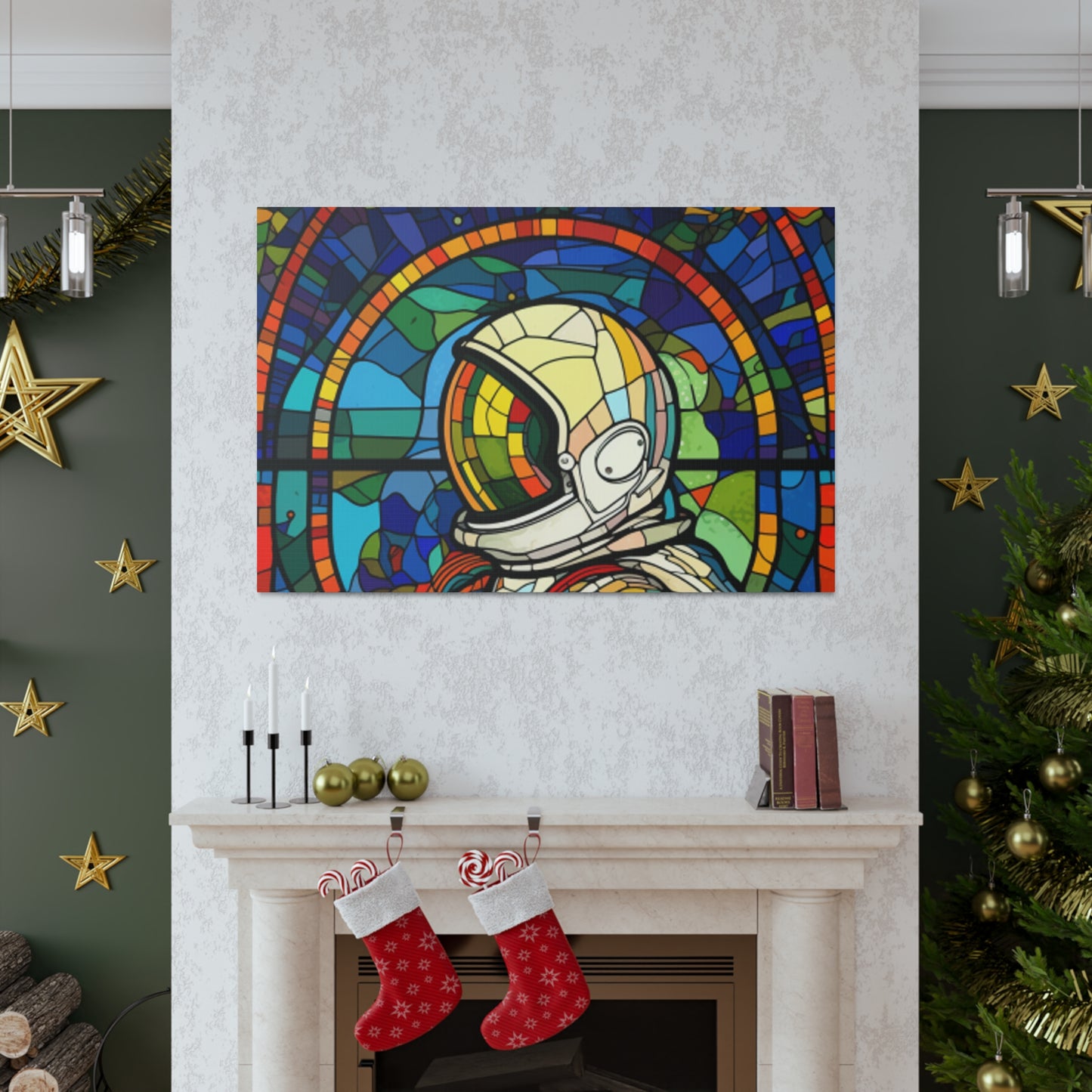 Space Explorer On Stained Glass- Large Wall Art