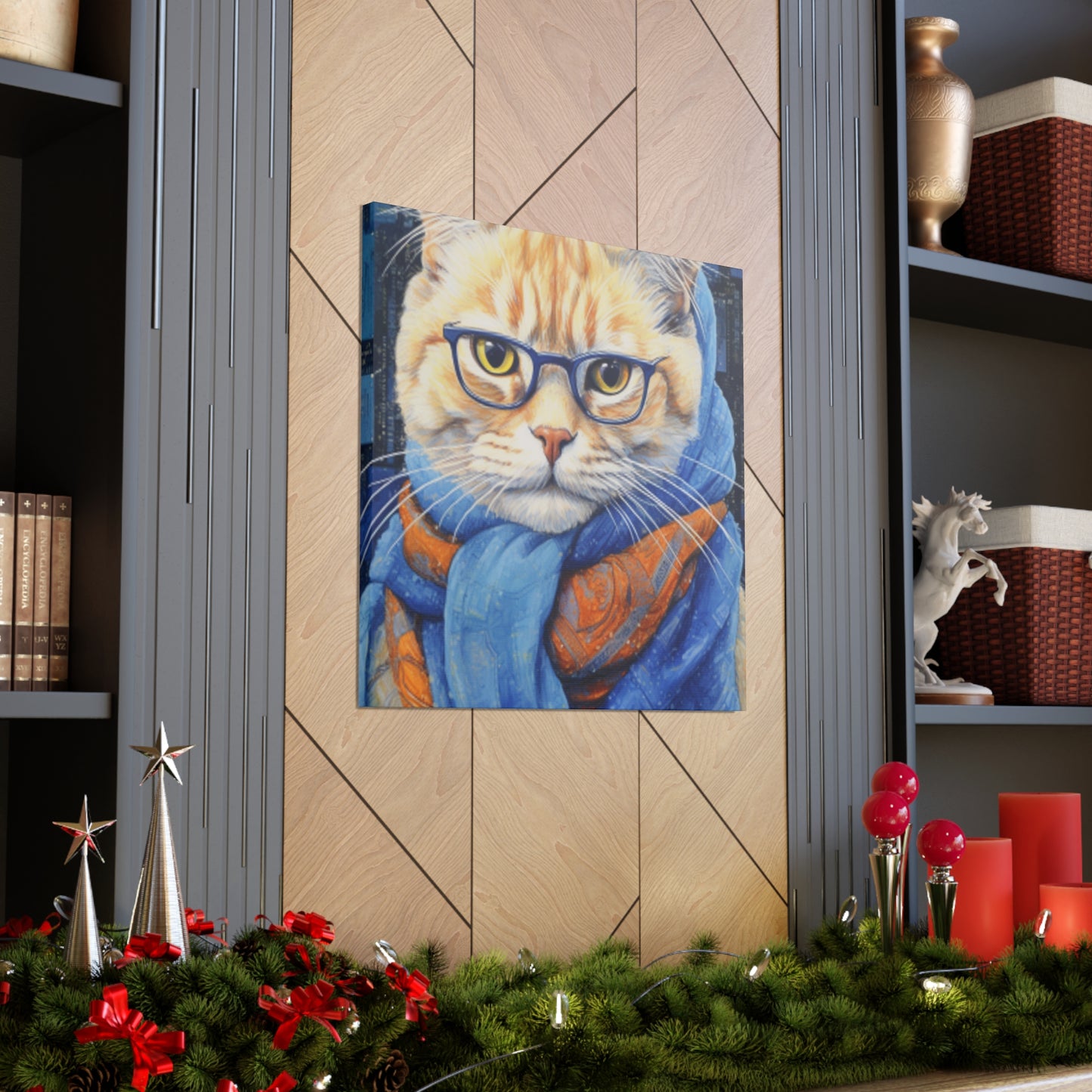 Kitty Bundled In A Scarf  - Large Wall Art