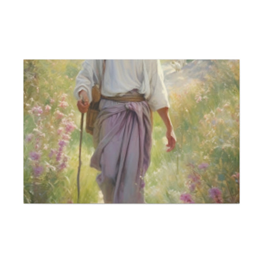 Heavenly Walk In A Dirt Path With Jesus- Large Wall Art