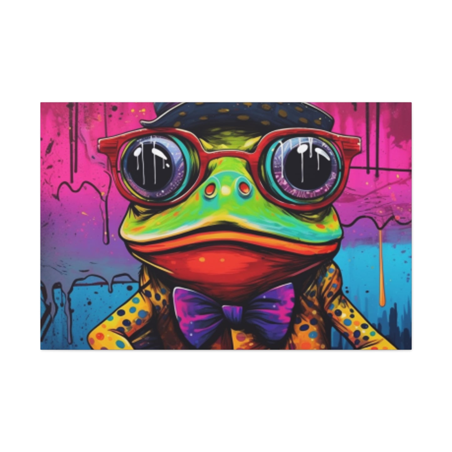 Funky Frog In Red Glasses Art- Large Wall Art