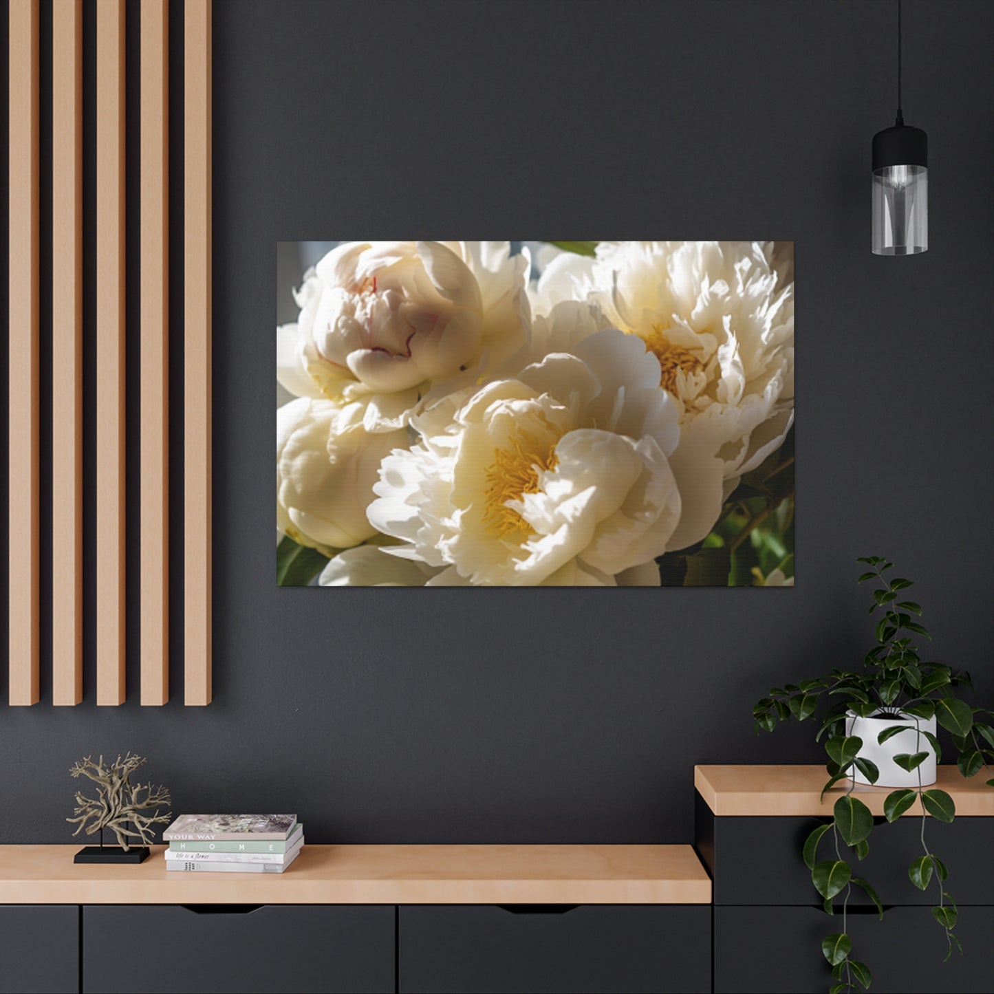 Soft White Peonies In Warm Light - Large Wall Art