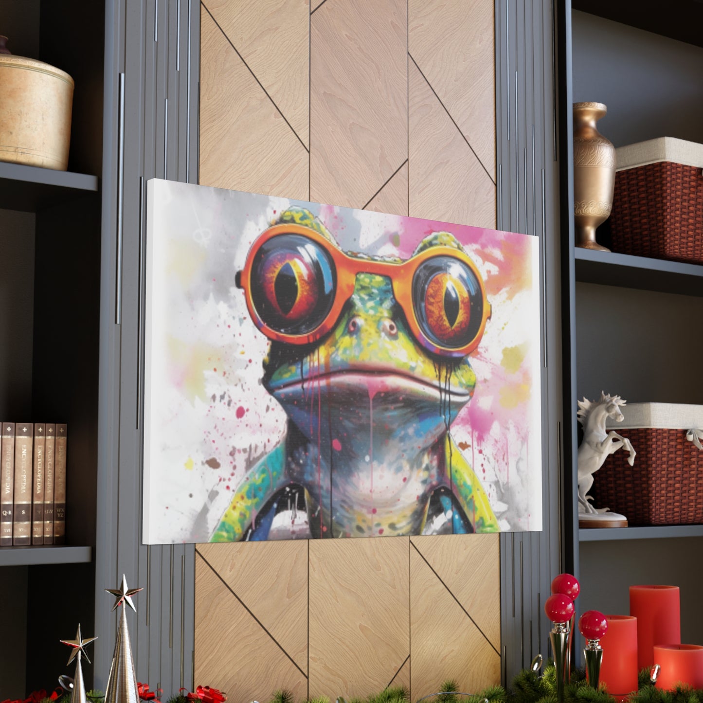 Art Frog In Gold Glasses- Large Wall Art