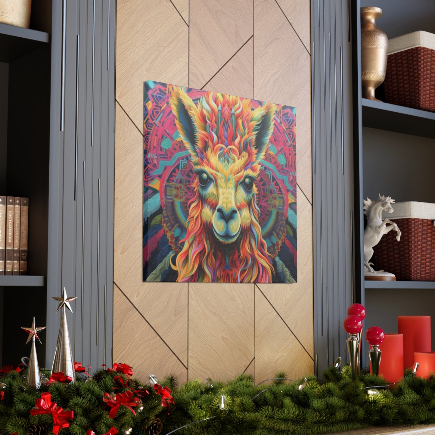 So Much Color Drama On This Llama- Large Wall Art