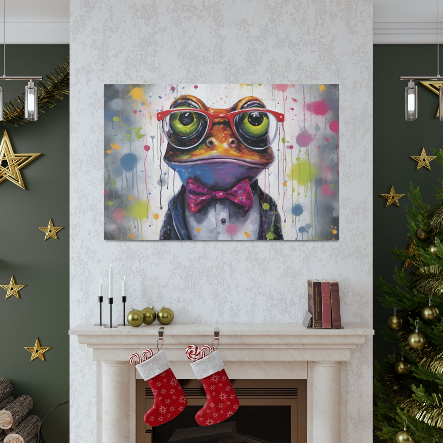 Fancy Frog In Glasses Painting - Large Wall Art