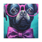 Huge Purple Glasses And Bow Tie On A Black Dog- Large Wall Art
