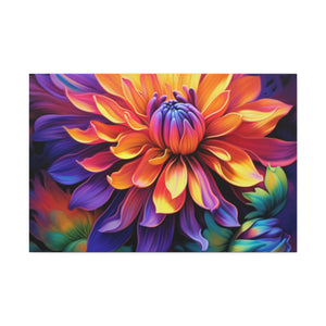 Glowing Multi Colored Flower In Bloom - Large Wall Art