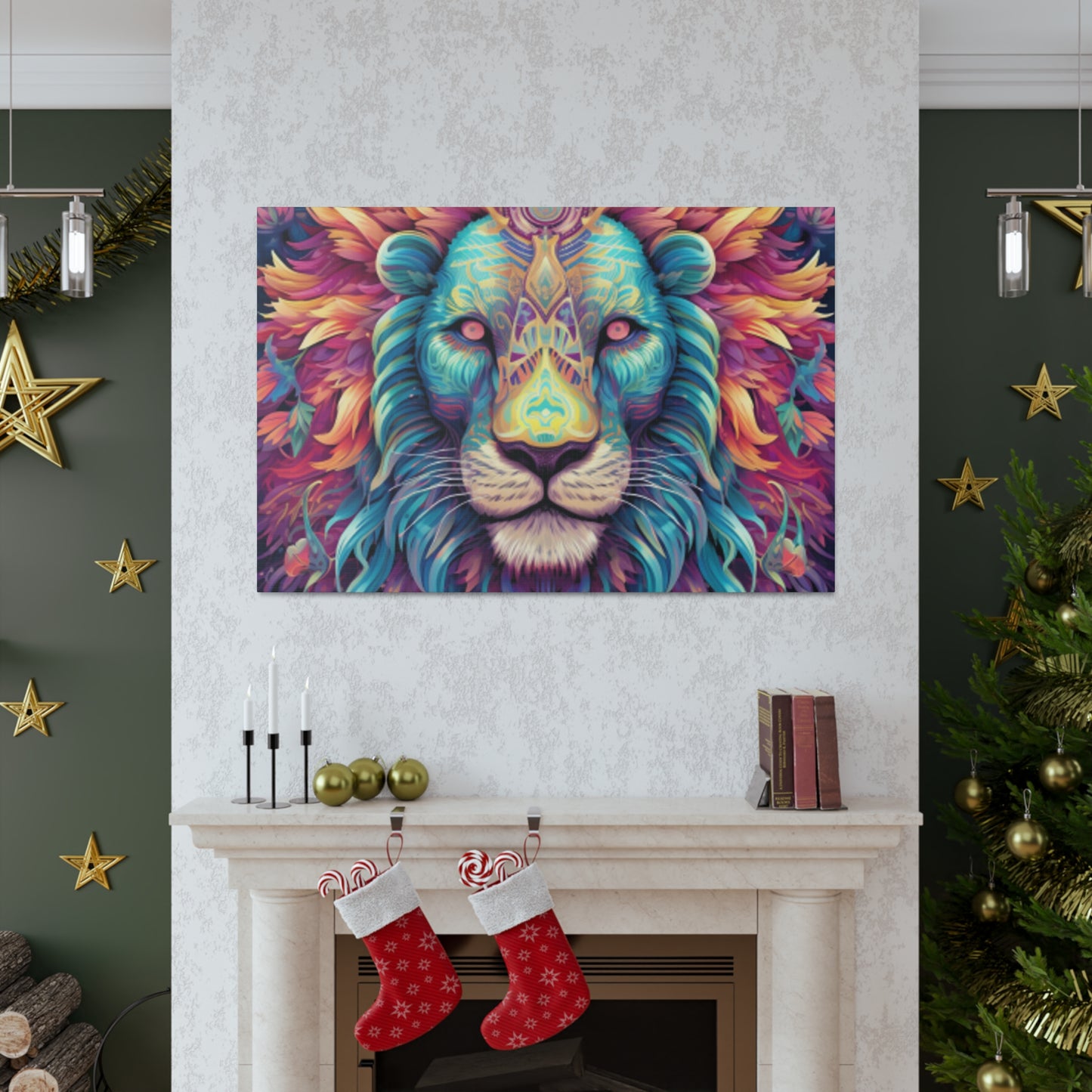 Dreamland Lion With Pink Eyes- Large Wall Art