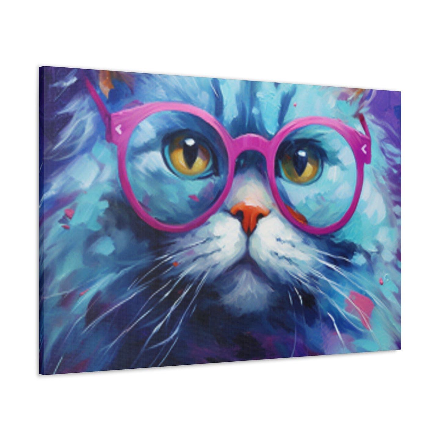 Puuur-ple Background And Glasses On A Pretty Kitty- Large Wall Art