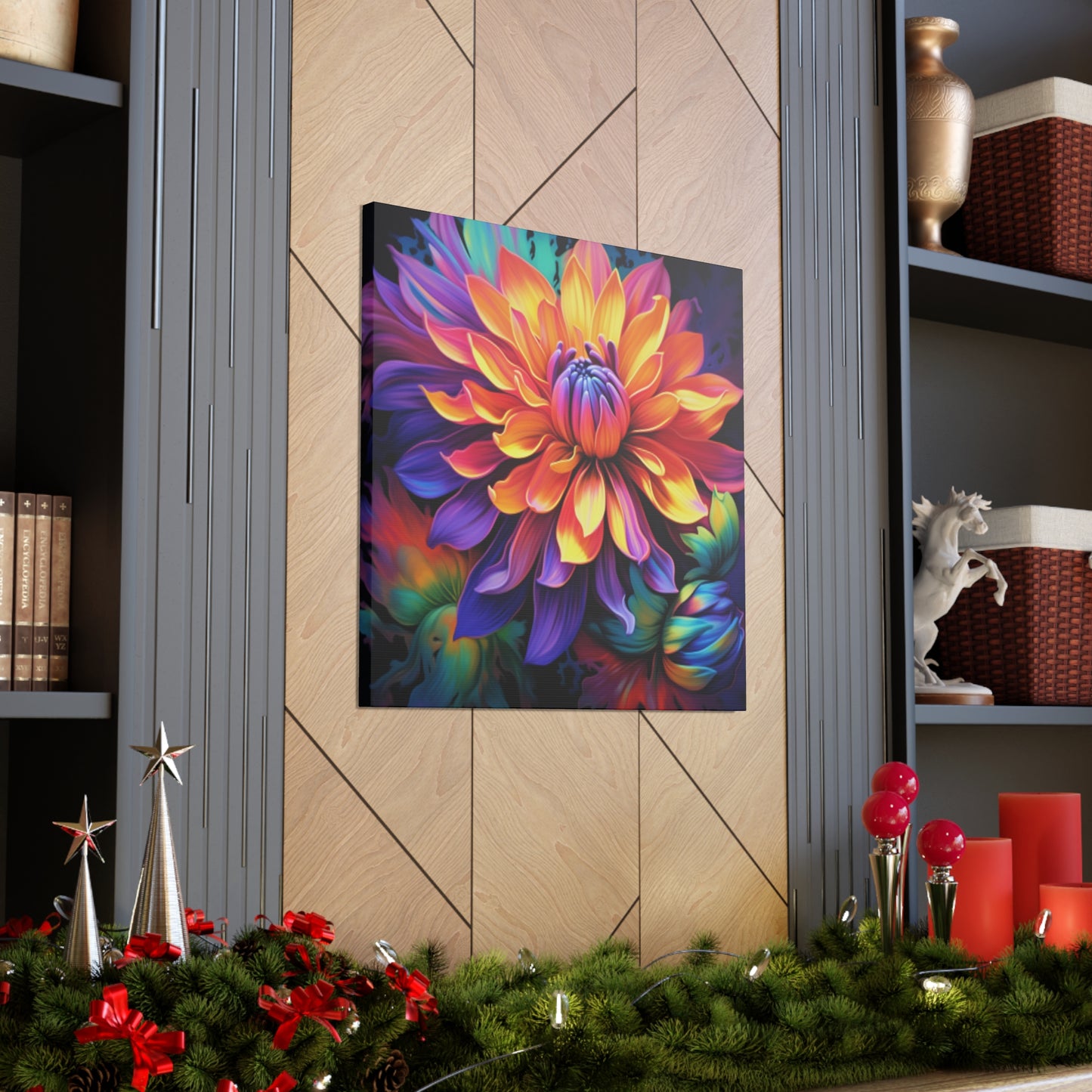 Glowing Multi Colored Flower In Bloom - Large Wall Art