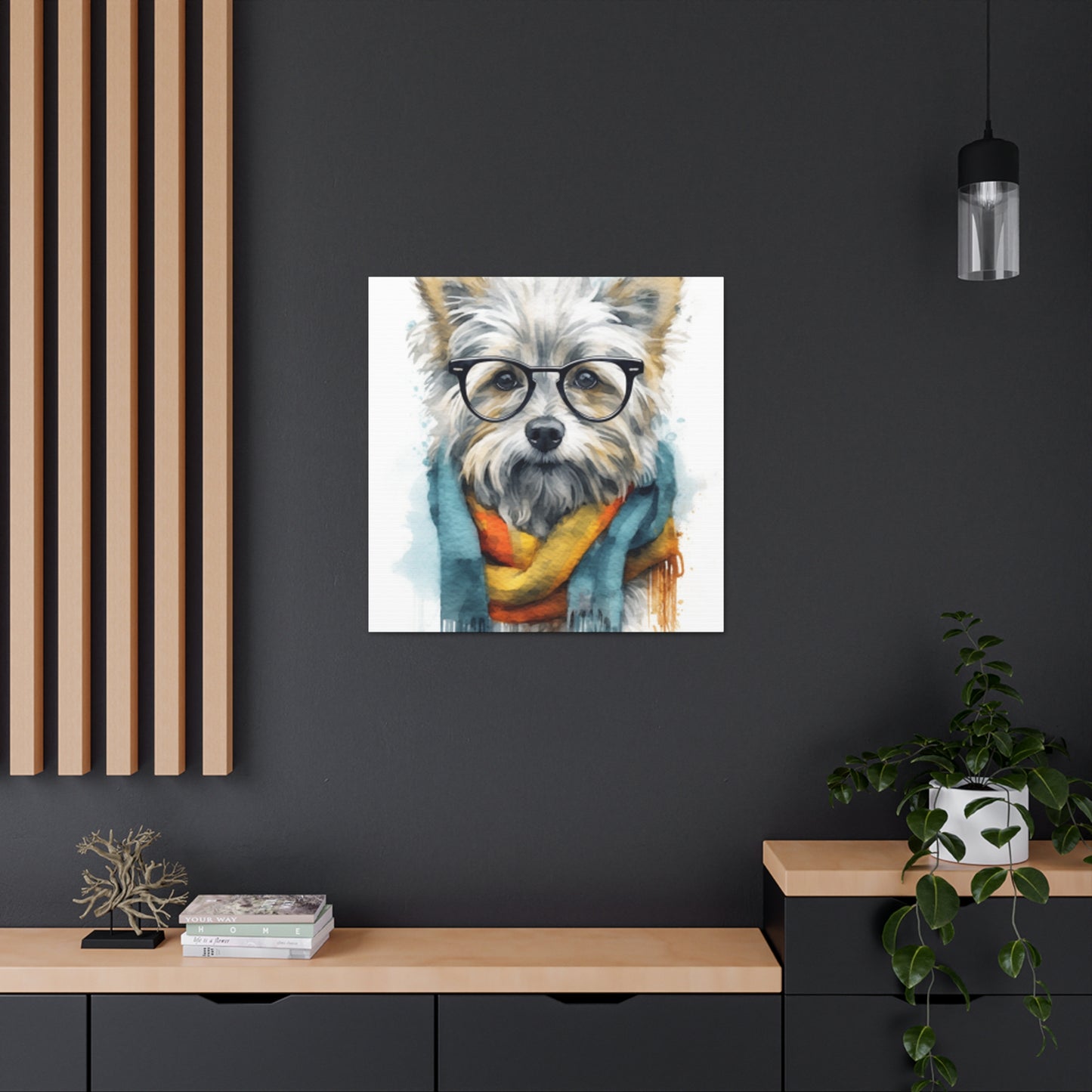 Smart Dog In Colorful Scarf - Large Wall Art