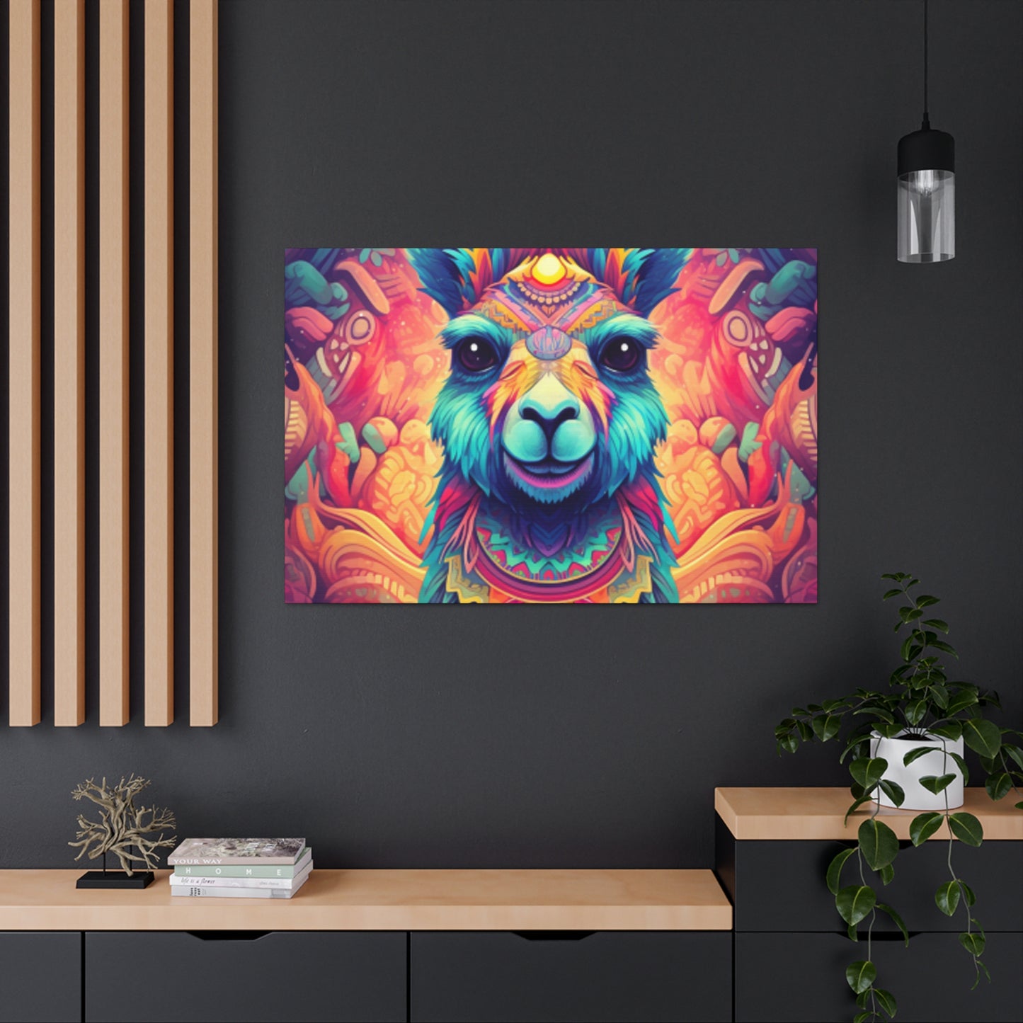 Colorful Llama With Beautiful Eyes- Large Wall Art