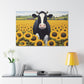 Cute Cow In Sunflower Field- Large Wall Art