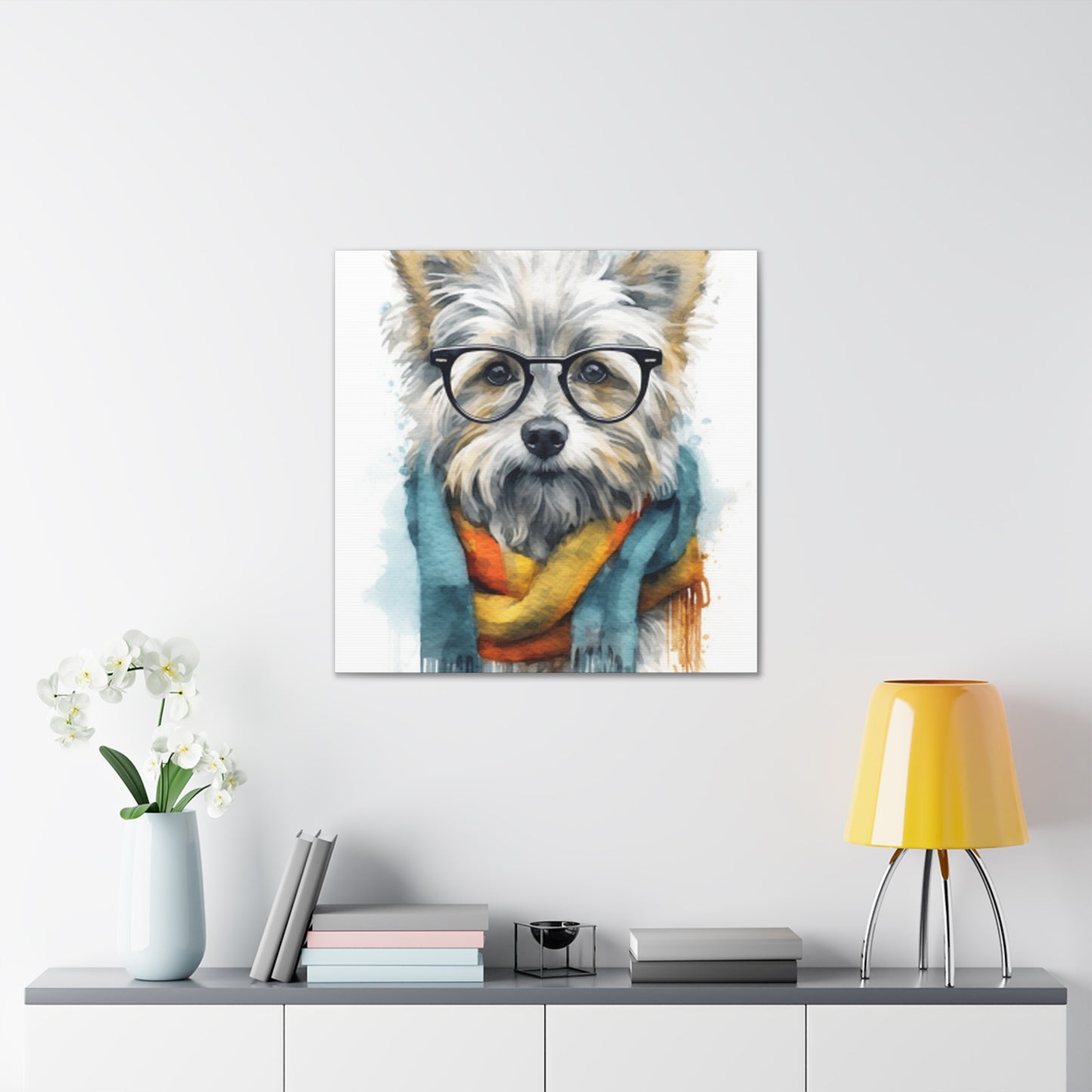 Smart Dog In Colorful Scarf - Large Wall Art