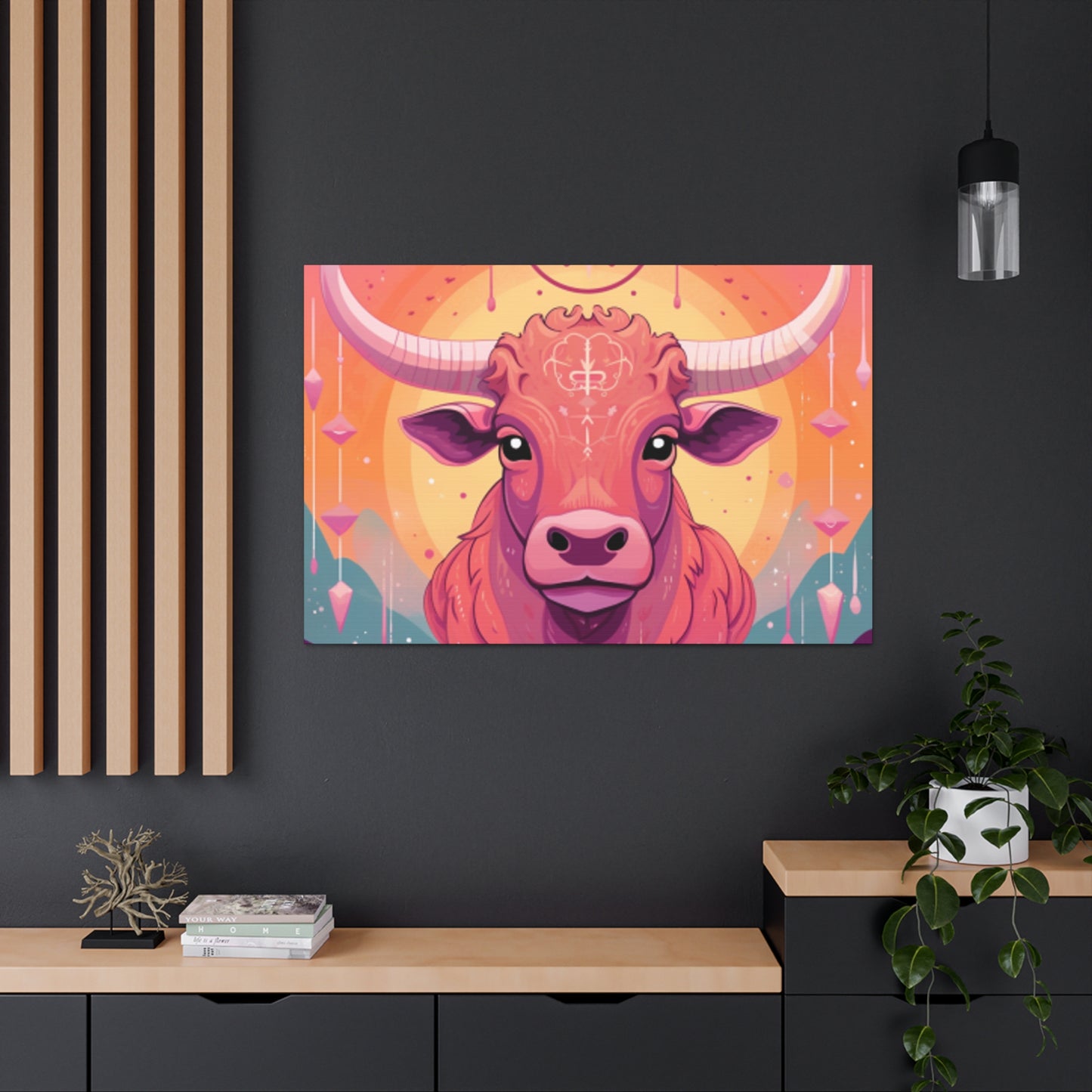 Happy Taurus Lofi Style- Large Wall Art