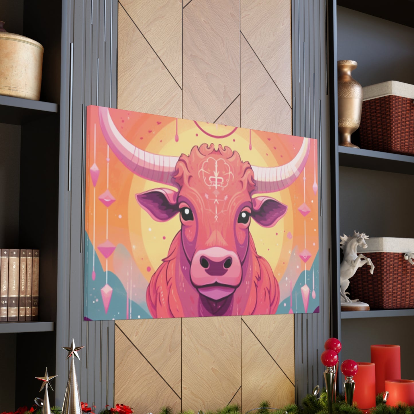 Happy Taurus Lofi Style- Large Wall Art