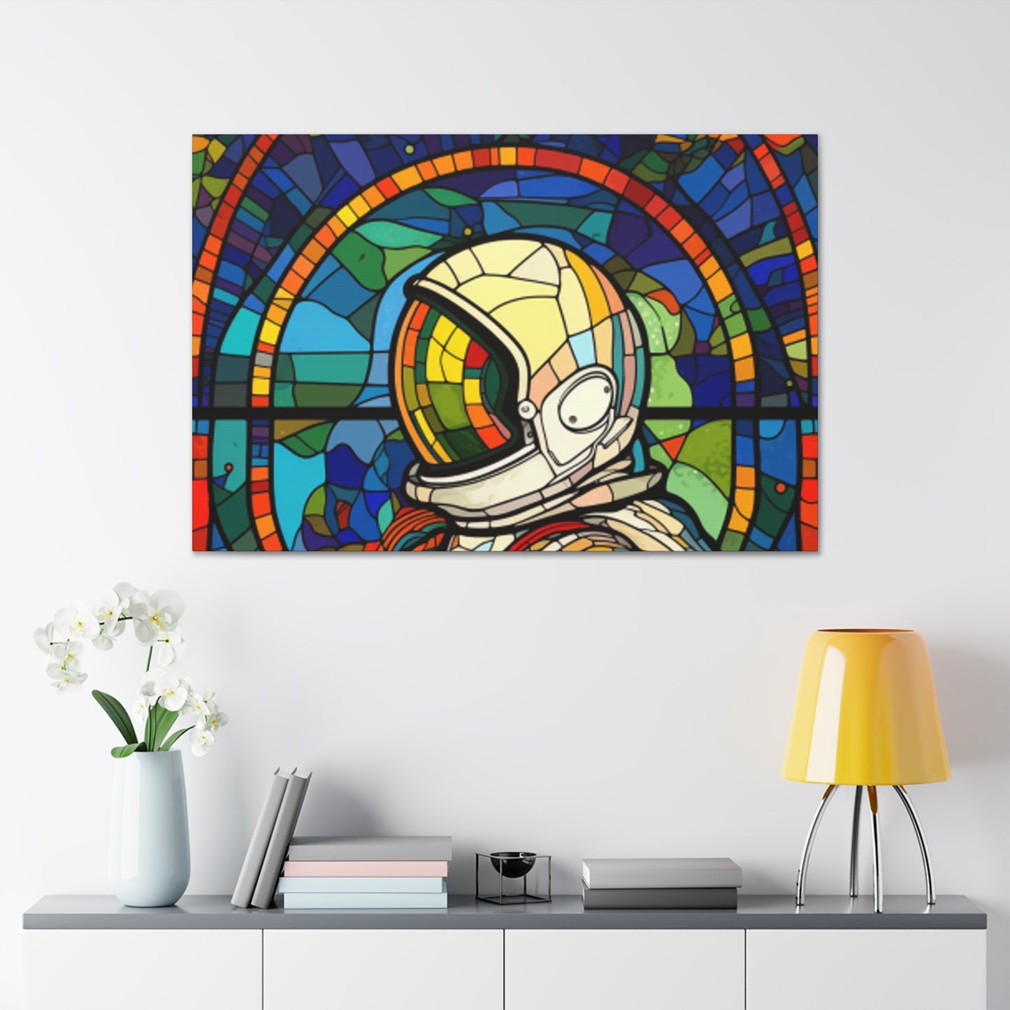 Space Explorer On Stained Glass- Large Wall Art