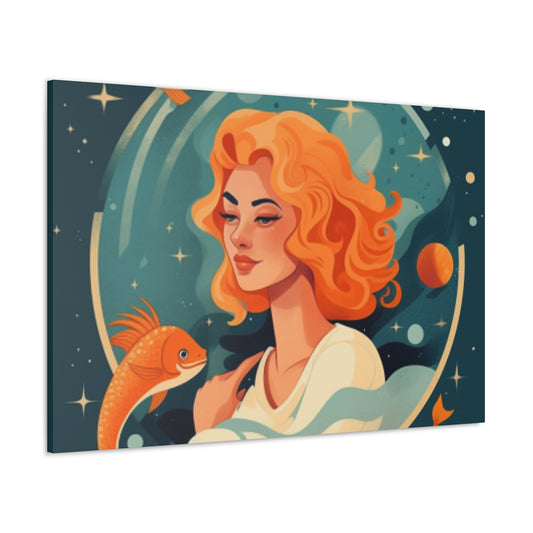 Chill Aquarius Chick, Lofi Style - Large Wall Art