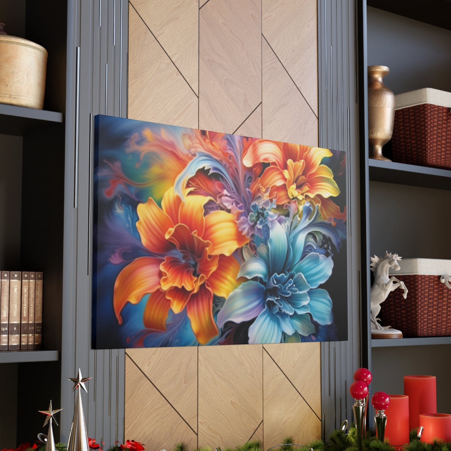 Soft Psychedelic, Glowing Flowers  - Large Wall Art