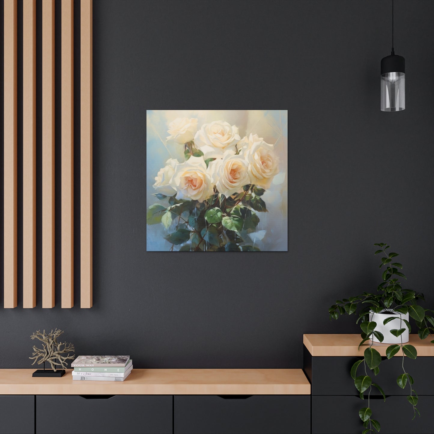 Long Stem White Roses- Large Wall Art