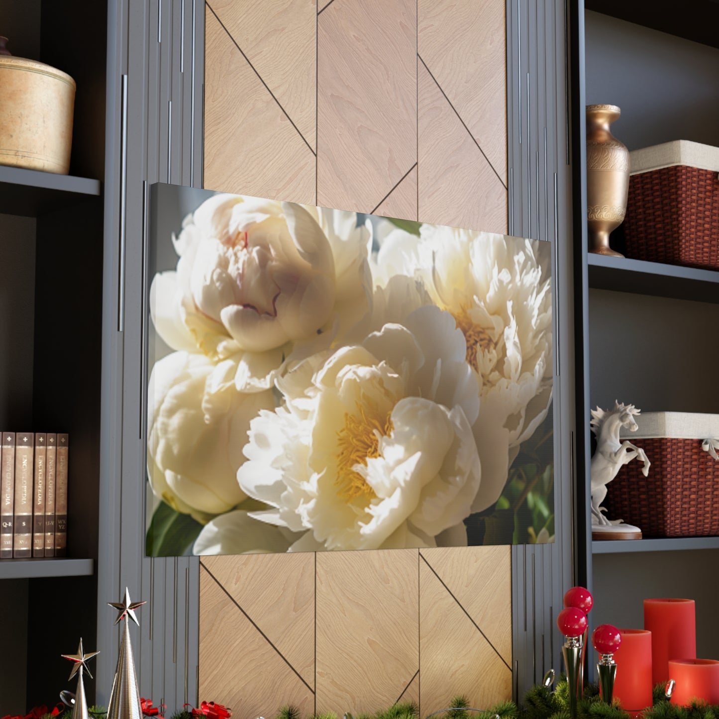 Soft White Peonies In Warm Light - Large Wall Art