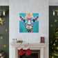 Happy Giraffe In Big Pink Glasses With Bright Blue Background - Large Wall Art