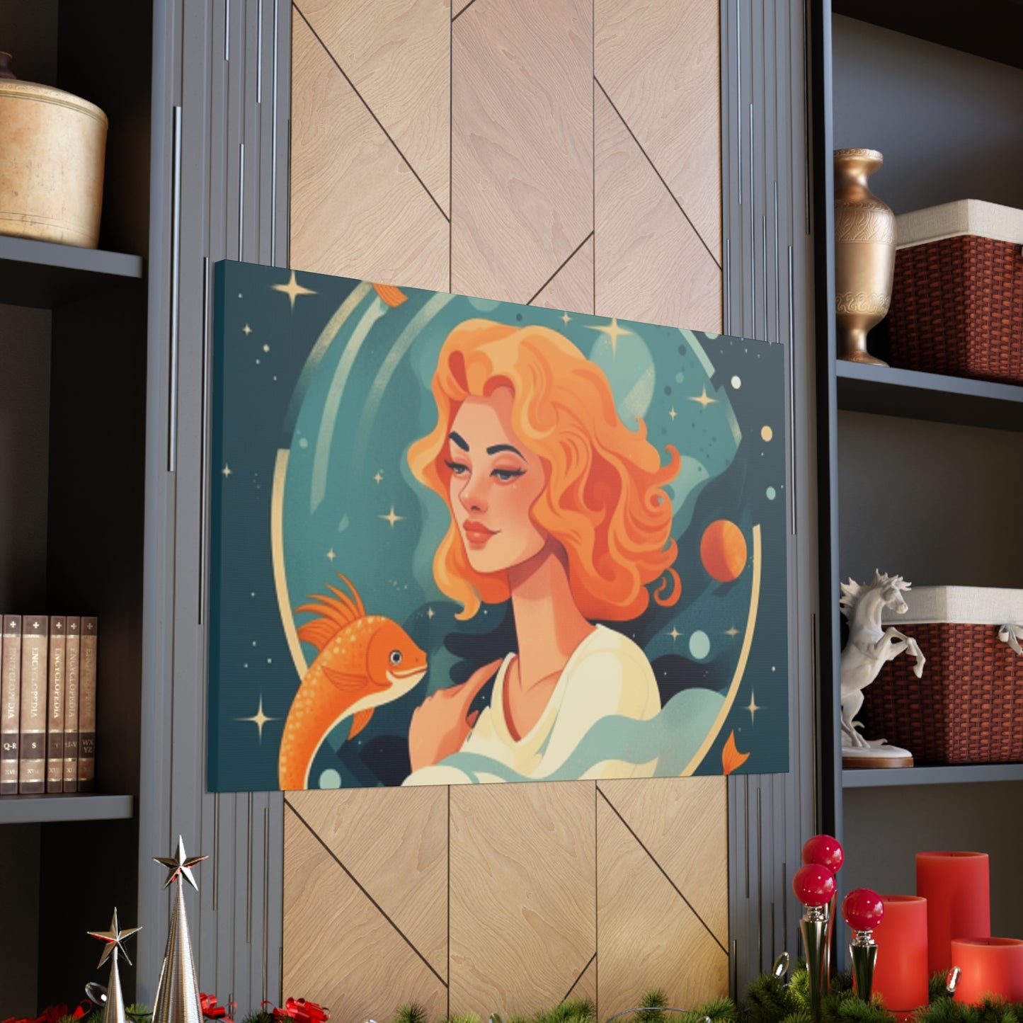 Chill Aquarius Chick, Lofi Style - Large Wall Art