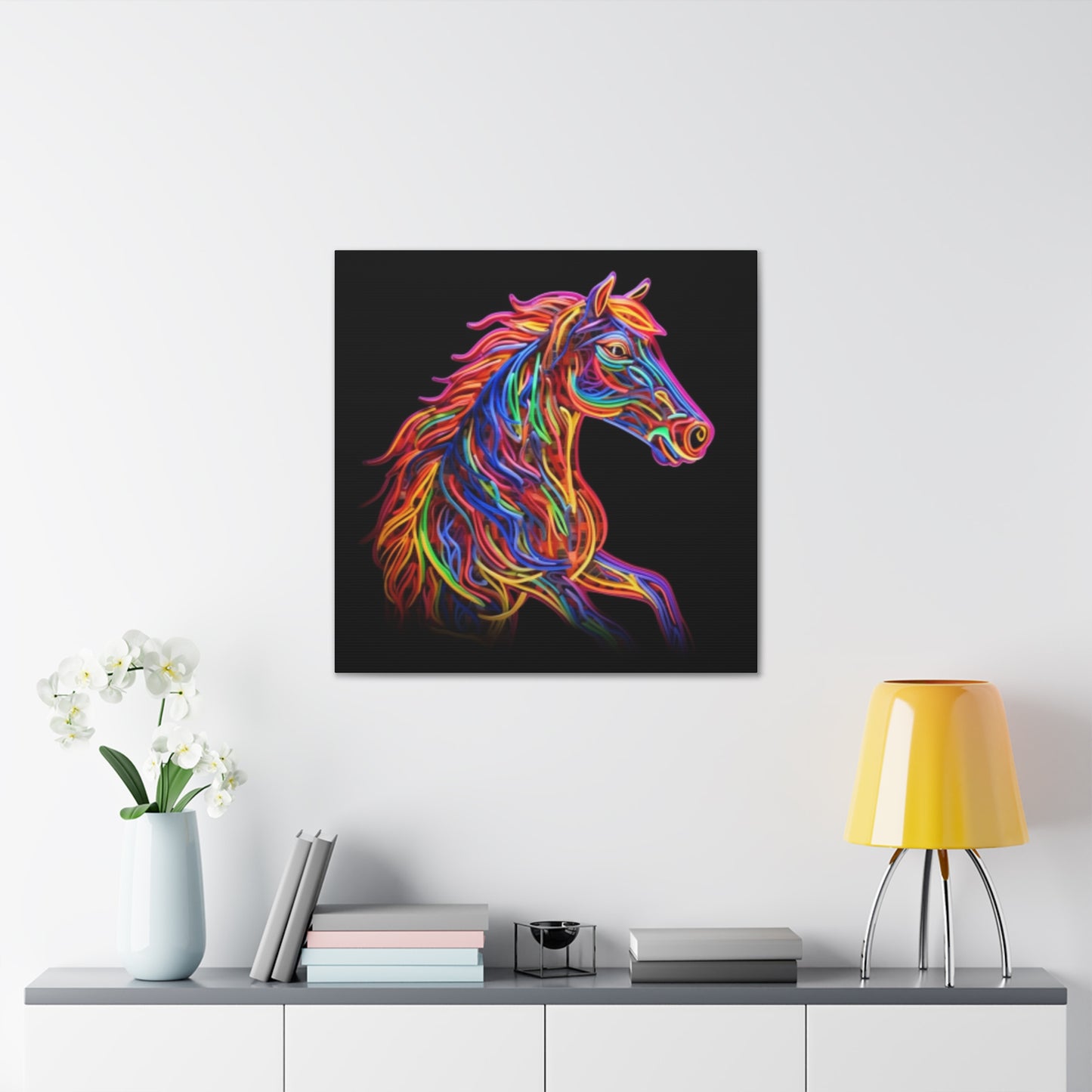 Electric, Neon, Bright Horse- Large Wall Art