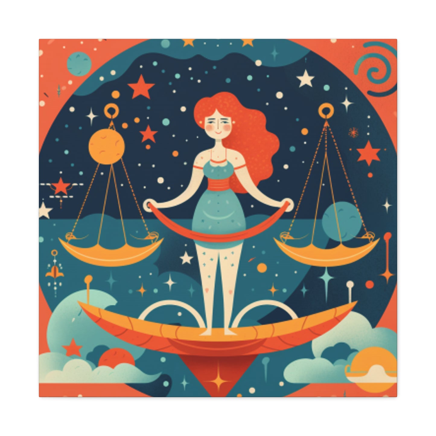 Cute Lofi Style Libra In The Stars - Large Wall Art