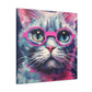 Kitty With A Purple Glow And Purple Glasses - Large Wall Art