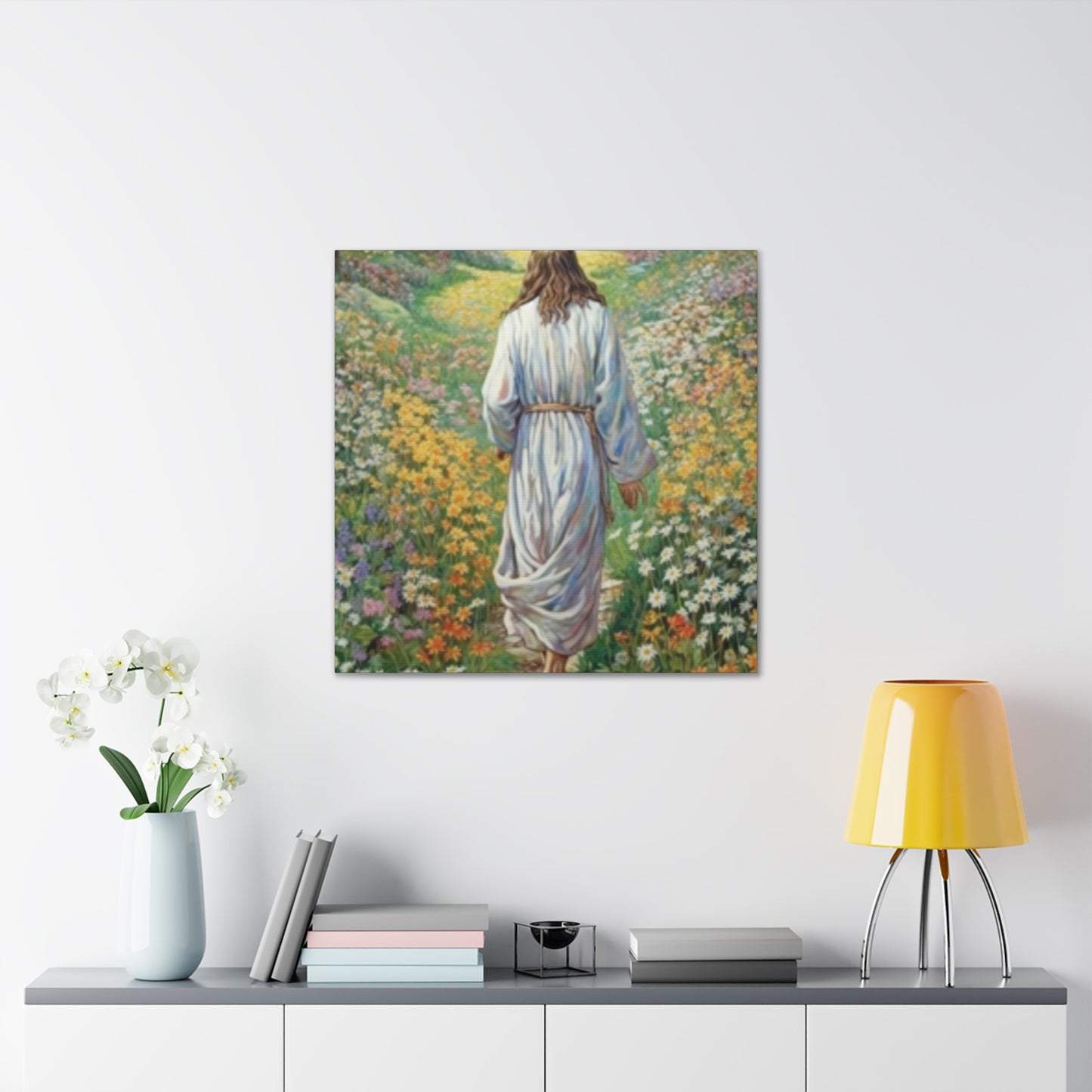 Walk With Jesus, A Path Through Endless Flowers- Large Wall Art