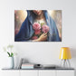 Heavenly Glow Around The Virgin Mary Holding Pink Roses - Large Wall Art