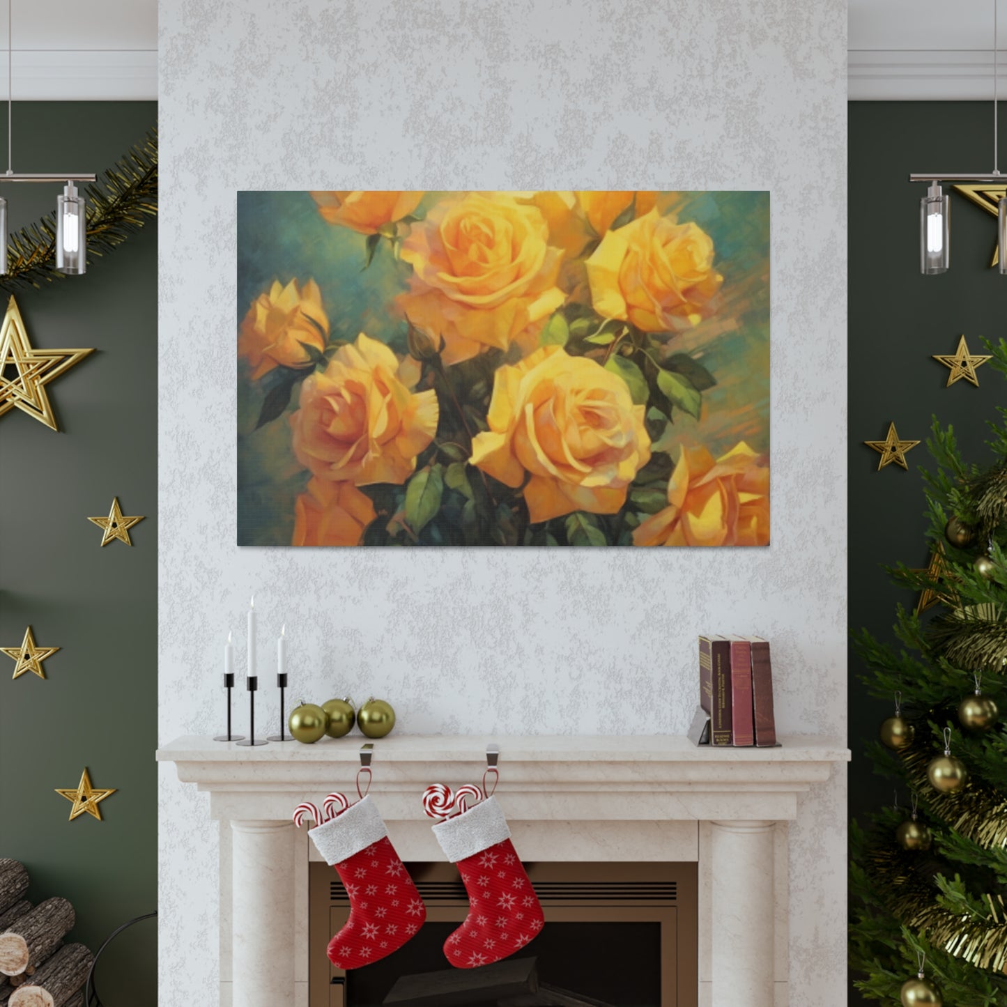 A Bouquet Of Many Blooming Yellow Roses- Large Wall Art