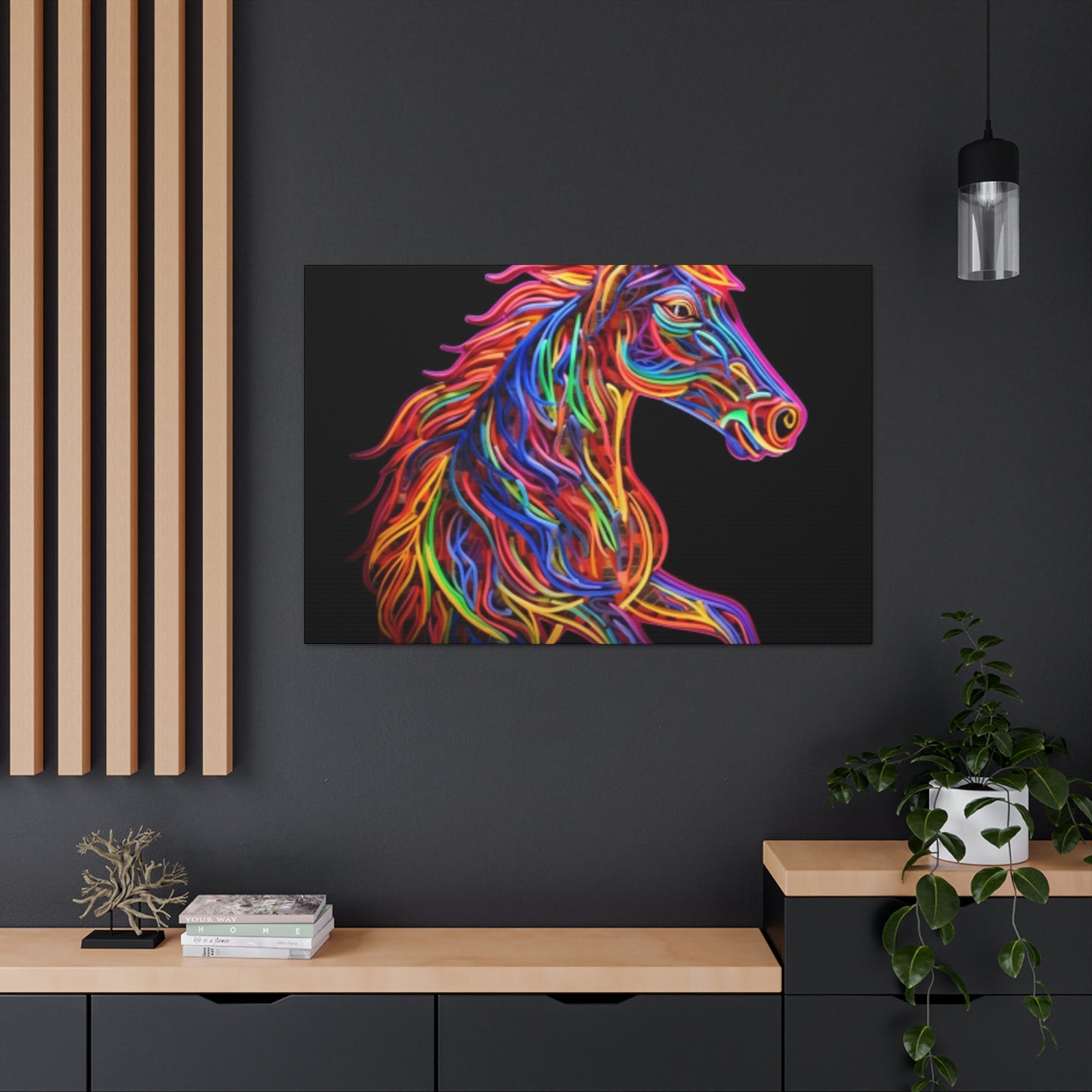 Electric, Neon, Bright Horse- Large Wall Art