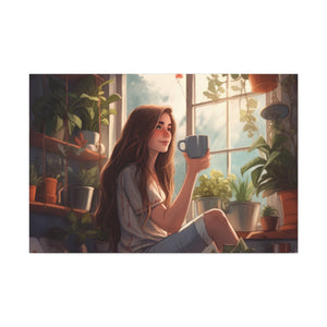 Teatime In Her Happy Place - Large Wall Art