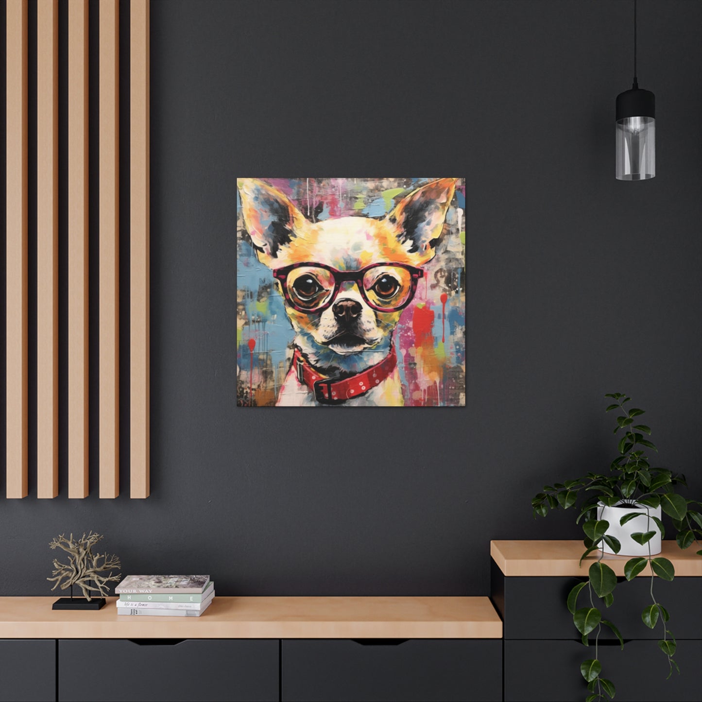 Brown Eye Chihuahua In Glasses - Large Wall Art