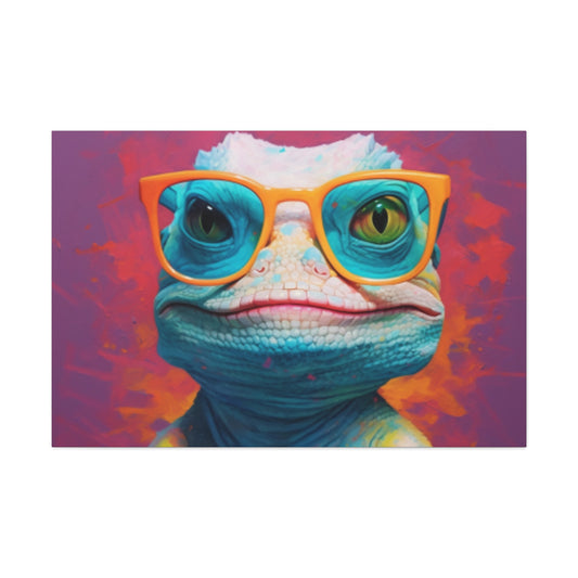 Lizard Lady With Purple Background - Large Wall Art