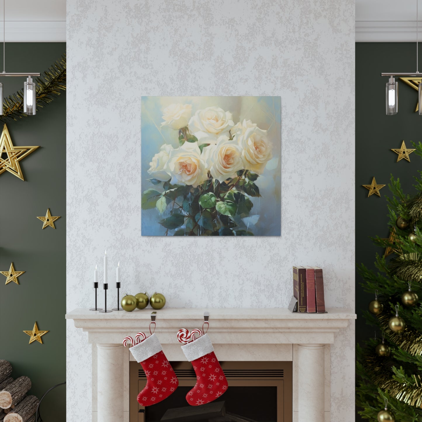 Long Stem White Roses- Large Wall Art