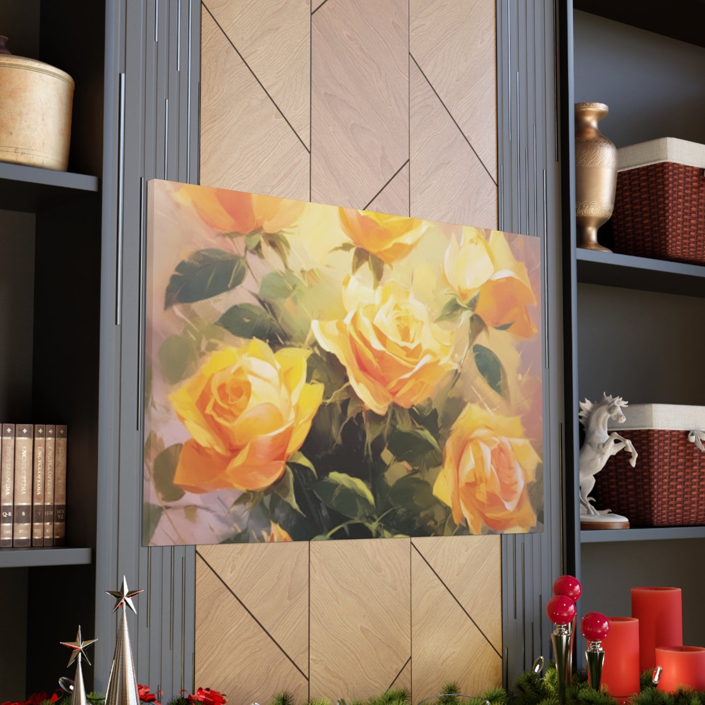 Beautiful Bouquet Of Blooming Yellow Roses- Large Wall Art