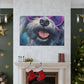 Happy Dog With Big Purple Glasses - Large Wall Art