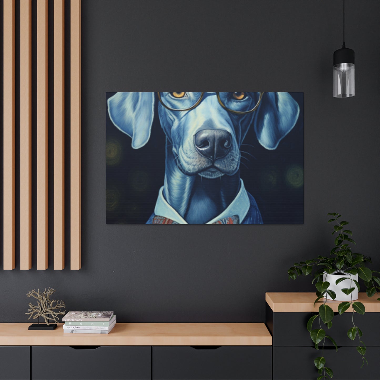 Feeling Happy But Looking Blue, Dog In Glasses - Large Wall Art