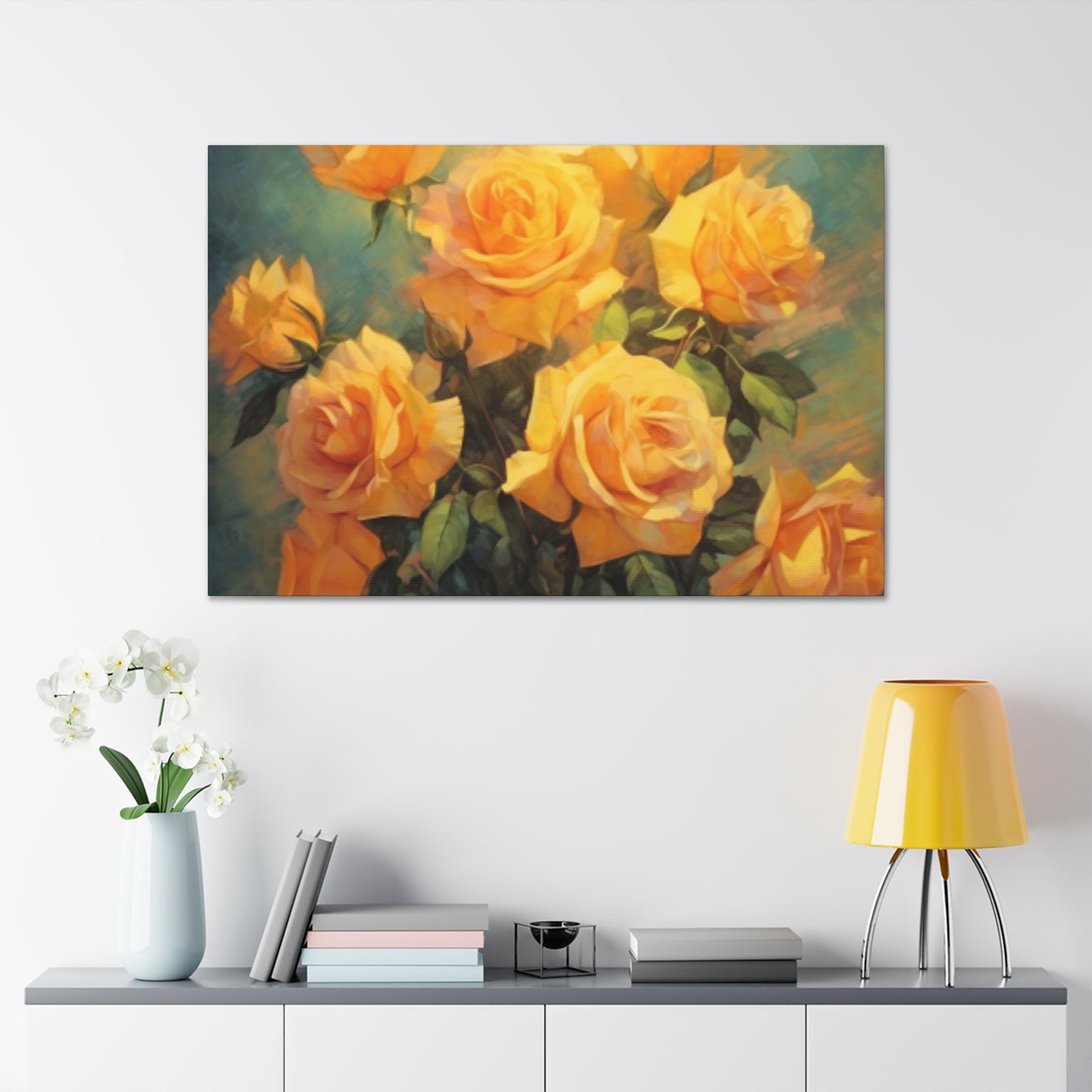 A Bouquet Of Many Blooming Yellow Roses- Large Wall Art