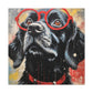 Black Doggy In Big Red Glasses- Large Wall Art