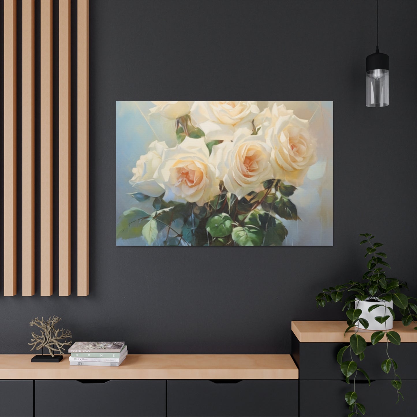 Long Stem White Roses- Large Wall Art