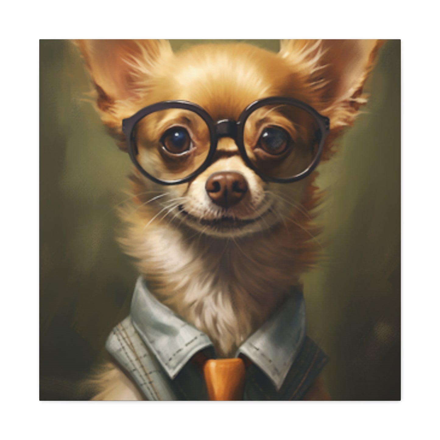 Smart Chihuahua In Black Glasses- Large Wall Art