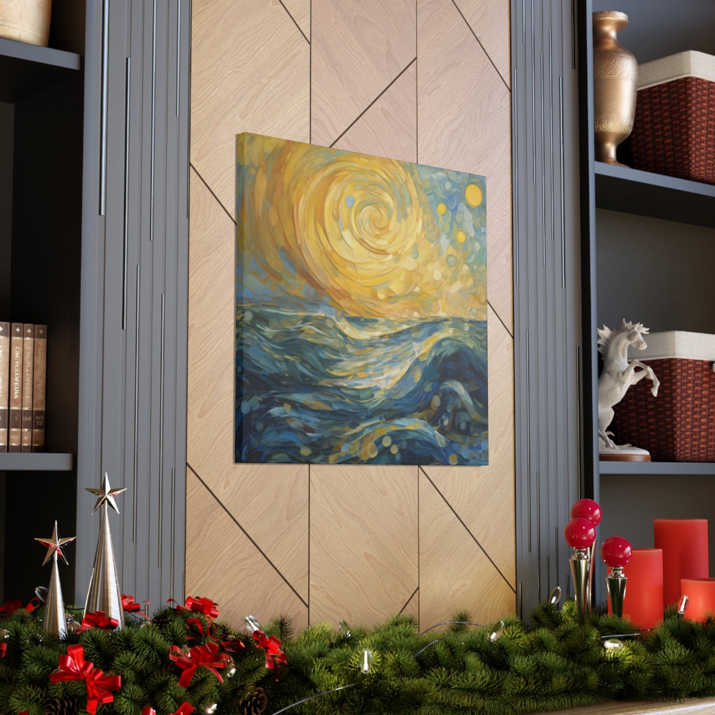 Ocean Waves On A Windy Evening Stary Night Vibe- Large Wall Art Canvas