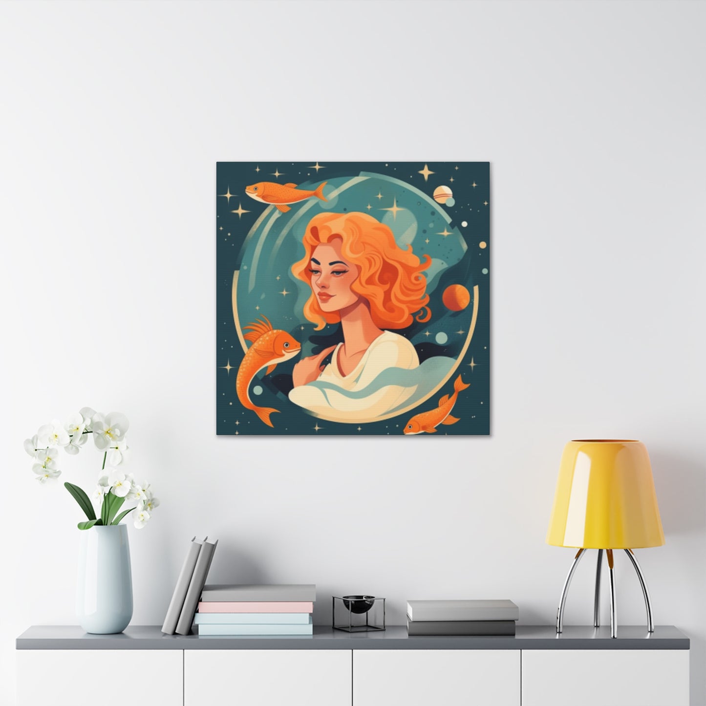 Chill Aquarius Chick, Lofi Style - Large Wall Art